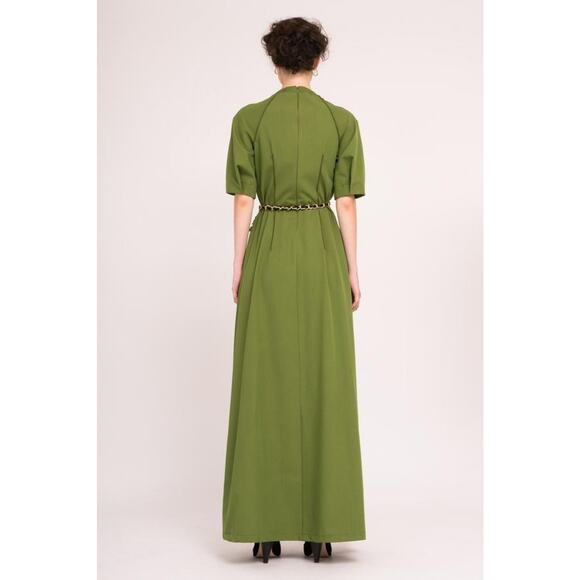 Bluzat Moda Urbana Dress Green Maxi Dress With Puff Sleeves NWOT - Picture 2 of 9